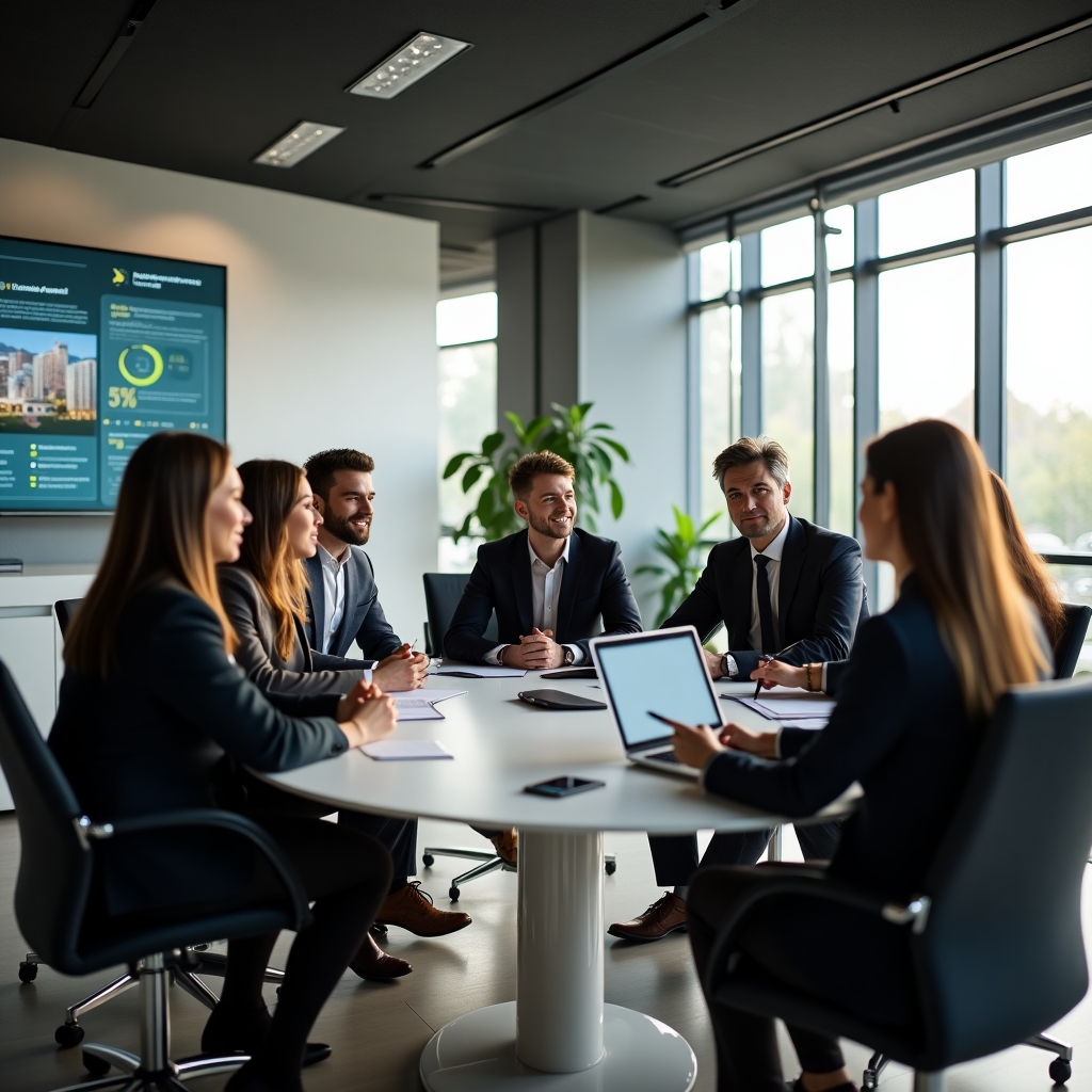 Equipo profesional en reunión de formación